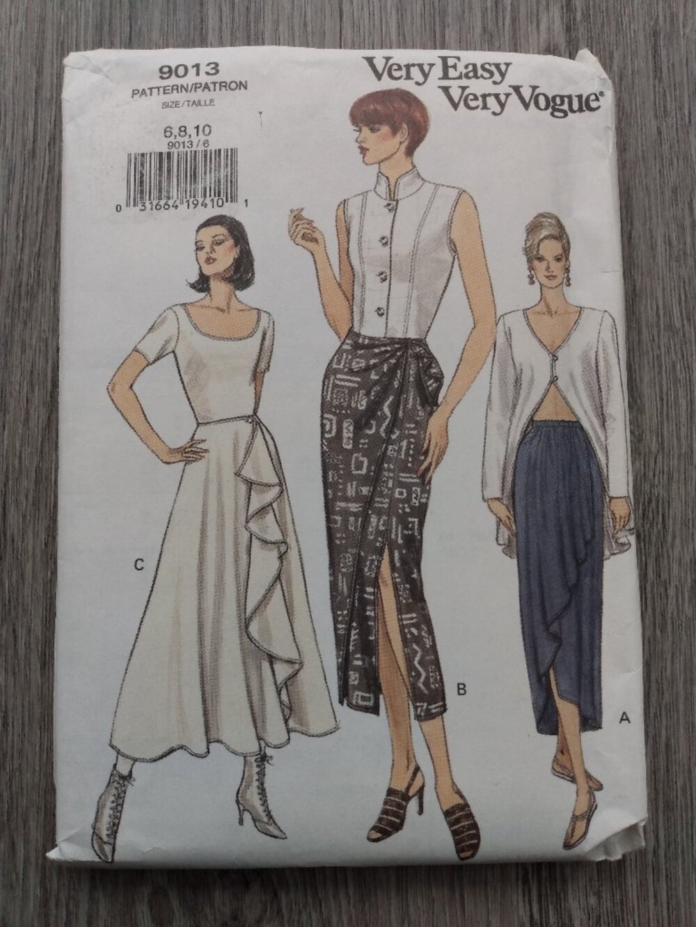 Vintage Wrap Skirt Sewing Pattern Size 6-10 UNCUT Vogue 9013 Ruffle Mock Wrap